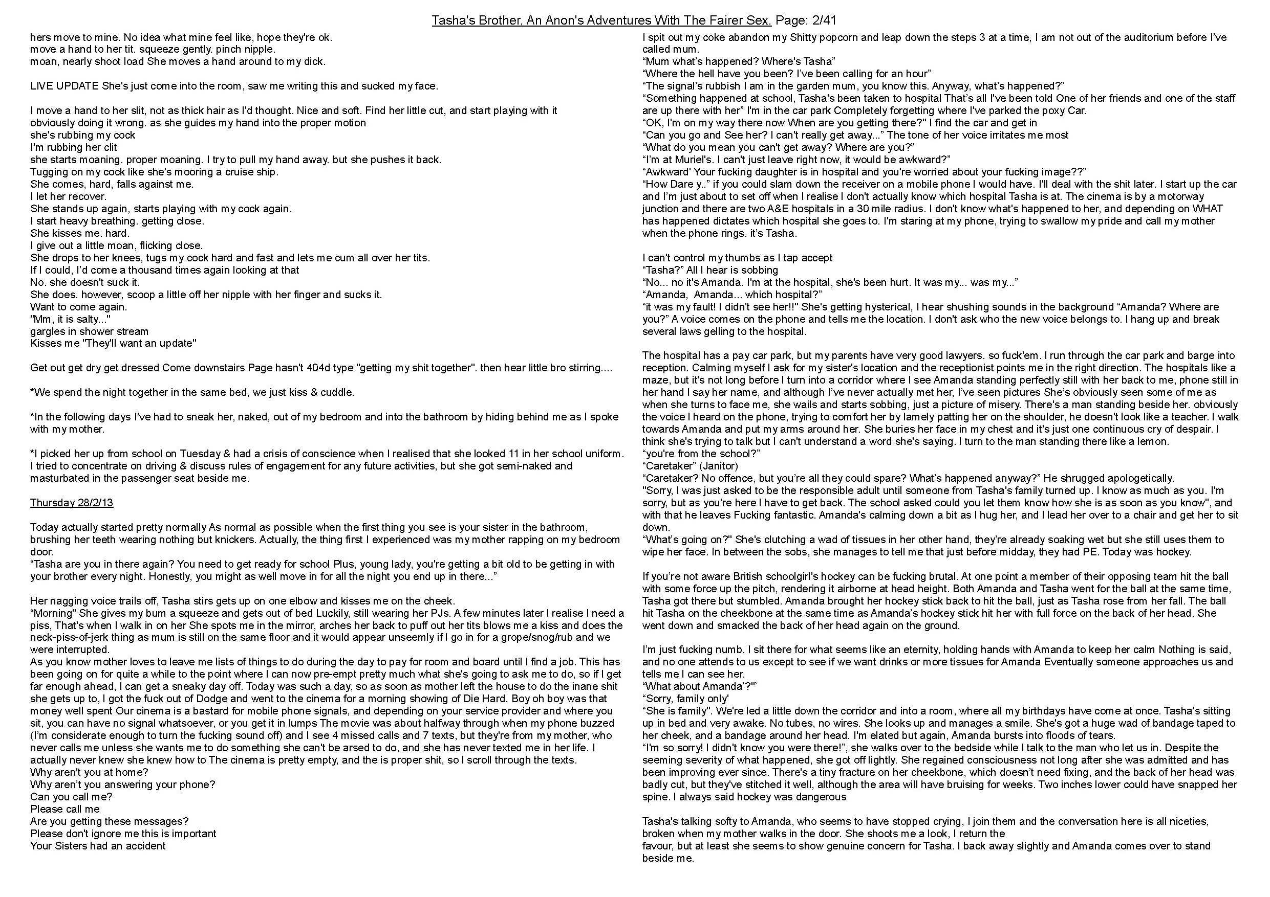 Anon's sister comes into the shower with him. Anon's meets her friend, and discovers family secrets.